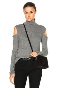 Pam & Gela Cold Shoulder Turtleneck Sweater In Gray