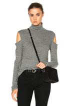 Pam & Gela Cold Shoulder Turtleneck Sweater In Gray