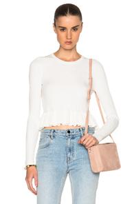 Derek Lam 10 Crosby Ruffle Hem Sweater In White