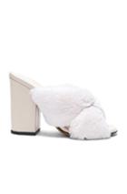 Alumnae Soft X Slide Rabbit Fur Block Heels In White