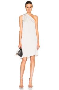 Maison Margiela Silk Charmeuse Asymmetrical Dress In Gray,metallics