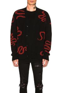 Amiri Snake Cardigan In Black,animal Print