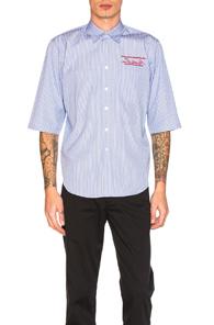 Martine Rose Short Sleeve Shirt In Blue,stripes