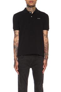Comme Des Garcons Play Cotton Polo With Black Emblem In Black
