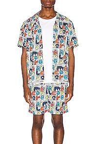 Aime Leon Dore Crayon Print Leisure Shirt In Blue,novelty,white