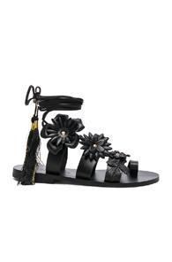 Elina Linardaki For Fwrd Leather Lace Up Sandals In Black