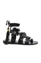 Elina Linardaki For Fwrd Leather Lace Up Sandals In Black