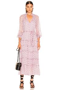 Zimmermann Ninety Six Neck Tie Dress In Polka Dots,purple
