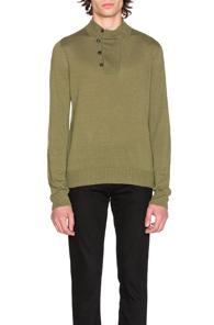 Maison Margiela Jersey Elbow Patch Sweater In Green
