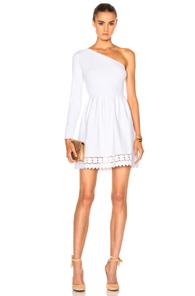 Fendi One Shoulder Laser Cut Mini Dress In White