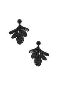 Oscar De La Renta Sequin Leaf Earrings In Black