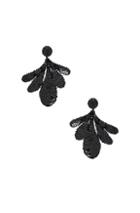 Oscar De La Renta Sequin Leaf Earrings In Black