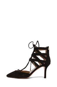 Aquazzura Belgravia Suede Lace Up Pumps In Black