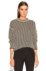 Raquel Allegra Boxy Pullover Sweater In Black,stripes