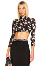 Off-white Cropped Floral Top In Black,floral