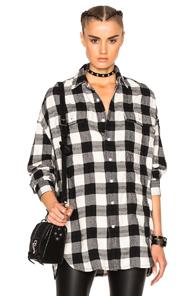 R13 X Oversized Top In Checkered & Plaid