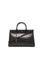 Saint Laurent Medium Monogramme Croc Embossed Cabas Bag In Black,animal Print