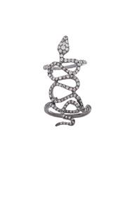 Loree Rodkin Skinny Pave Baby Snake Ring In Metallics
