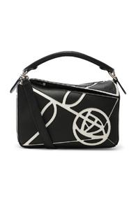 Loewe Puzzle Small Roses Bag In Black