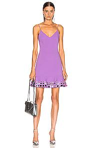 David Koma Circle Embellished Ruffle Mini Dress In Purple