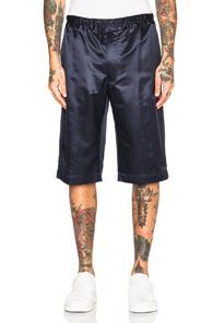Alexander Mcqueen Satin Shorts In Blue