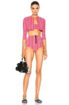 Lisa Marie Fernandez Genevieve High Waist Twin Set Bikini In Red,stripes