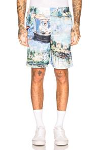 Off-white Lake Mesh Shorts In Abstract,blue,green