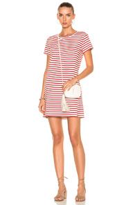 Amo Twist Dress In Red,stripes,white