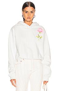 Off-white Flowers Woman Crop Hoodie In White