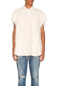 R13 Oversized Cut Off Shirt In White