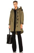Burberry Prorsum Oversized Shearling Parka In Green