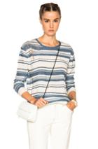 Raquel Allegra Shred Pullover Sweater In Stripes,blue