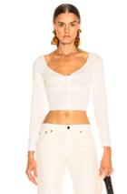 Fleur Du Mal Long Sleeve Knit Bra Top In Neutral