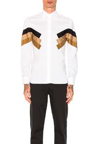 Neil Barrett Modernist Poplin Shirt In Brown,black,stripes,white