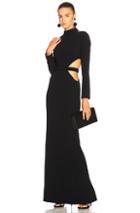 Brandon Maxwell Long Sleeve Cut Out Gown In Black