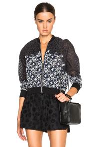 3.1 Phillip Lim Patchwork Lace Bomber In Gray,floral