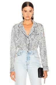Fleur Du Mal Long Pj Top In Aninal Print,white