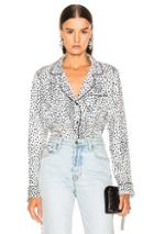 Fleur Du Mal Long Pj Top In Aninal Print,white