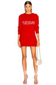 Alberta Ferretti Tuesday Crewneck Sweater Dress In Red