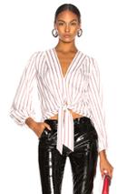 Nicholas Stripe Tie Front Blouse In Red,stripes,white
