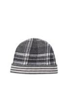 Thom Browne Tartan Intarsia 4 Bar Stripe Hat In Gray,stripes,checkered & Plaid