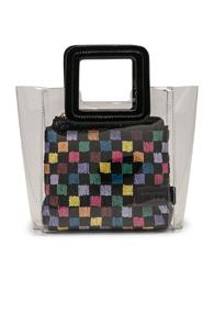 Staud Mini Shirley Bag In Black,plaid,white