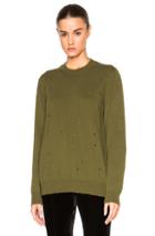 Givenchy Destroyed Knit Sweater In Green