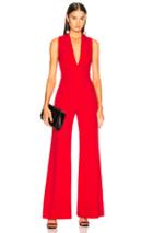 Brandon Maxwell Rolled Collar Jumpsuit In Red