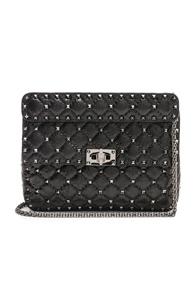 Valentino Rockstud Spike Medium Shoulder Bag In Black