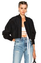 T By Alexander Wang Silk Cotton Cropped Bomber In Black