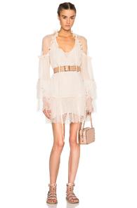 Roberto Cavalli Georgette Dress In Neutrals