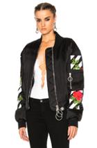 Off-white Roses Bomber Jacket In Black,floral