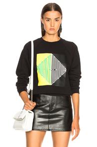 Proenza Schouler Pswl Split Diamond Printed Shrunken Sweatshirt In Black