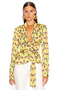 Patbo Floral Print Wrap Top In Abstract,purple,yellow